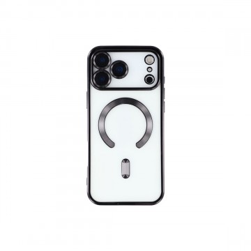 Husa Premium Siliconica Magnetica iPhone 17/18 Pro MagPlating DeLux Clear Black Huse protectie