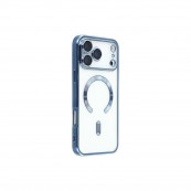 Husa Premium Siliconica Magnetica iPhone 17/18 Pro MagPlating DeLux Clear Blue Huse protectie