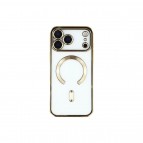 Husa Premium Siliconica Magnetica iPhone 17/18 Pro MagPlating DeLux Clear Gold Huse protectie