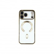 Husa Premium Siliconica Magnetica iPhone 17/18 Pro MagPlating DeLux Clear Gold Huse protectie