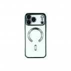 Husa Premium Siliconica Magnetica iPhone 17/18 Pro MagPlating DeLux Clear Gold Green Huse protectie