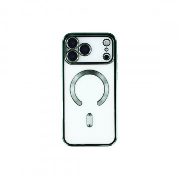 Husa Premium Siliconica Magnetica iPhone 17/18 Pro Max MagPlating DeLux Clear Green Huse protectie