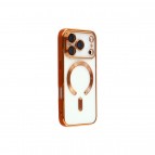 Husa Premium Siliconica Magnetica iPhone 17/18 Pro MagPlating DeLux Clear Orange Huse protectie
