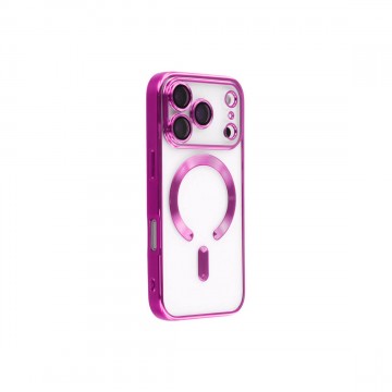 Husa Premium Siliconica Magnetica iPhone 17/18 Pro MagPlating DeLux Clear Pink Huse protectie