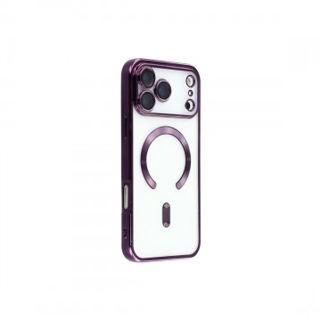 Husa Premium Siliconica Magnetica iPhone 17/18 Pro MagPlating DeLux Clear Purple Huse protectie
